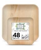 Chic Leaf Palm Leaf Plates Disposable Bamboo Plates Like 10 Inch & 7 Inch Square Party Pack (48 Pc) Compostable and Biodegradable - Better than Plastic and Paper Plates Set (48 Pc) - Buy Online on SooperMarket.com