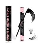 Cluster Lash Glue for Eyelash Extensions - 2 in 1 Waterproof Lash Bond | Strong Hold 72 Hour Wear (10ml Black + Clear - Buy Online on SooperMarket.com