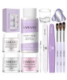 Saviland Acrylic Nail Kit for Beginners - 15g Clear/White/Pink Powder and Liquid Set with Nail Brush, Forms, and Dappen Dish - Easy to Use Starter Kit for Home DIY - Buy Online on SooperMarket.com