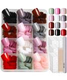 Teenitor Short Press On Nails - 12 Packs Glossy Square Fake Nails for Women with Adhesive Tabs and Nail Files - Buy Online on SooperMarket.com