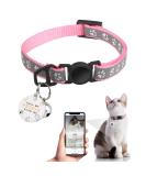 Reflecting Cat Neck Collar with Bell & QR Code - Adjustable Waterproof Comfortable for Cats & Kittens - Pink - Buy Online on SooperMarket.com