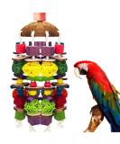 Mqupin bird parrot chewing toys 22 inch parrded play stuff colorful natural safe wood block swing for chewing for all parrots & bird (colorful) large-650g - Buy Online on SooperMarket.com
