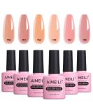 AIMEILI 8 in 1 Builder Base Sheer Color Gel Set No Need Slip Solution Builder Extension Soak Off UV LED Nude Gel Polish Multicolour Of 6pcs X 10ml - Gift Kit 38 6-38 1.67 ml (Pack of 6) - Buy Online on SooperMarket.com