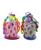 PengLAI 2 Pcs Parrot Chew Toy Bird Beak Calcium Stone Hanging Chew Toy for Parrot Macaw African Grey Parrot Cockatiel (Random Color) - Buy Online on SooperMarket.com