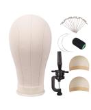 MapofBeauty 22 Inch Canvas Block Head Wig Stand for Wig Making & Styling (Beige) - Buy Online on SooperMarket.com
