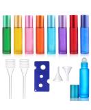 8 Pack Empty Glass Roll-On Bottles with Stainless Steel Rollers - Essential Oils Lotions & Perfumes - Vibrant Colors for Home & Travel | International Shipping - Buy Online on SooperMarket.com