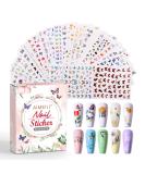 AIMEILI 30 Sheets Colorful Butterfly Flower 3D Nail Art Stickers - Self-Adhesive Nail Decoration - Buy Online on SooperMarket.com