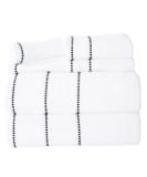 Luxury Cotton Towel Set - Quick Dry Zero Twist - 6 Piece Set - White/Black - Lavish Home - 12 x 12 - Buy Online on SooperMarket.com