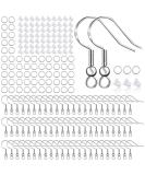 925 Sterling Silver Earring Hooks 150 PCS/75 Pairs,Ear Wires Fish Hooks,500pcs Hypoallergenic Earring Making kit with Jump Rings and Clear Silicone Earring Backs Stoppers (Silver) - Buy Online on SooperMarket.com