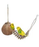 Niteangel Natural Bird Nests Coconut Hideaway with Ladder Bird and Small Animal Toy (House with Ladder Natural Surface) House with Ladder Natural Surface - Buy Online on SooperMarket.com