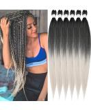 Xusuperb Lang Pre-Stretched Ombre Silver Gray Braiding Hair - 30 Inch Knotless Yaki Extensions (6 Packs) - Soft Black Gray Art Hair (T1b/Gray) - Buy Online on SooperMarket.com