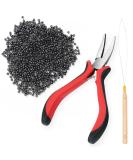 Vlasy Professional Hair Extension Tools Kit - Pliers, Loop Threader, 200 Black Silicone Rings - Buy Online on SooperMarket.com