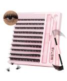 DIY Lash Extension Kit - 200pc D Curl Volume Cluster Lashes with Bond, Seal, and Tweezers | Home Application Individual Eyelash Extensions - 50D Kit - Buy Online on SooperMarket.com