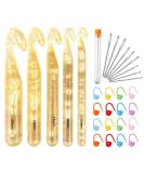 34 Pcs Large Crochet Hooks Set - Chunky Yarn Needles for Carpets & Scarves - Yellow - Buy Online on SooperMarket.com