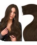 Laavoo Real Hair Tape Extensions #4 Dark Brown - 55cm 50g 20PCs - Invisible Brown Hair Extensions - Buy Online on SooperMarket.com