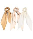 3PCS Hair Scarf Scruncheis for Women Knotted Bow Hair Ties Elastic Bands Satin Hair Ribbon Scrunchy Red Ponytail Holder for Women and Girls (Camel Apricot Ivory) - Buy Online on SooperMarket.com