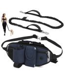 Vobuke Jogging Leash for Dogs - Shock Absorption Adjustable Reflective Belly Belt Car Safety Carabiner - Ideal for Small & Medium Dogs Up to 177lbs - Blue - Buy Online on SooperMarket.com