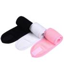Queta Adjustable Terry Cloth Hair Band for Makeup - 3 Pack (Black White Pink) | Cosmetic Headband with Velcro Fastener - Buy Online on SooperMarket.com