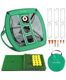 Pop Up Golf Chipping Net with 15 Training Balls and 2 Hitting Mats - Indoor/Outdoor Collapsible Portable Golfing Target for Backyard Driving and Swing - Buy Online on SooperMarket.com