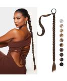 REECHO DIY Braid Ponytail Extension - Long Straight Synthetic Hair Wrap Around Ponytail- Medium Brown 30Inch 160g - Buy Online on SooperMarket.com