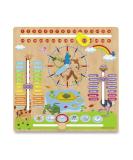 Woodywood Calendar Watch for Children - Bilingual Montessori Learning Clock in Wood - 30x30 cm - Teach Time Date & More Ideal Gift for Kids - Buy Online on SooperMarket.com