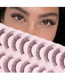 Parriparri Russian Hybrid Strip Lashes - 10 Pairs of Natural Wispy Fluffy D Curly Cat Eye False Eyelashes for Lightweight 3D Effect - Russian-27 - Buy Online on SooperMarket.com