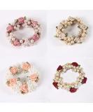 DORIS&JACKY Crystal Hair Tie Ponytail Holder with Rhinestone Beads - Handmade Hair Accessories for Women & Girls (3-flower with pearl 4 pcs) - Buy Online on SooperMarket.com