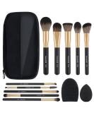 MAANGE 10-Piece Travel Makeup Brushes Set with Case - Foundation Kabuki Blush Eyeshadow Brushes, Sponge, and Cleaner (Blackgold) - Buy Online on SooperMarket.com