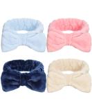 GOTH Perhk 4 Pack Spa Bowknot Hair Bands Coral Fleece Makeup Headband Elastic Head Wrap for Washing Face Shower Yoga Sports Skincare(Beige Pink Blue Navy Blue) - Buy Online on SooperMarket.com