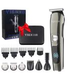 VIKICON Beard Trimmer Men IPX7 Waterproof Grooming Kit w/Case Nose Hair Trimmer Electric Razor Body Shavers Cordless Clippers Shaving Kit for Mustache Face Body Gifts for Men Dad Silver 13 Piece Set - Buy Online on SooperMarket.com