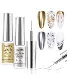 MIZHSE Gold & Silver Metallic Gel Nail Art - 3D Mirror Paint for Stunning French Designs | 7ML Soak Off Manicure Set - Buy Online on SooperMarket.com