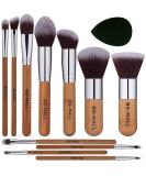 BS-MALL Makeup Brush Set 11Pcs Bamboo Synthetic Kabuki Brush Set Foundation Powder Blending Concealer Eye shadows Blush Cosmetics Brushes with Organizer Bag & Makeup Sponge - Buy Online on SooperMarket.com