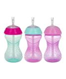 Nuby 3 Piece Girl No-Spill Easy Grip Cup with Flex Straw, 10oz, Clik It Lock Feature - Buy Online on SooperMarket.com