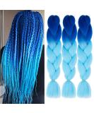 Jumbo Ombre Braiding Hair 3 Pack 24 Inch Synthetic Crochet Braids - Blue/Sky Blue - Buy Online on SooperMarket.com