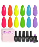 Beetles Gel Nail Polish Kit 6 Colors Spring Summer Nails Neon Gel Polish Hot Pink Gel Polish Green Blue Purple Gel Polish Set Soak Off Nail Lamp Cured Nail Manicure Nail Art Rainbow Kingdom - Buy Online on SooperMarket.com