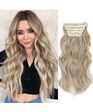 Dark Ash Blonde Clip in Hair Extensions - Long Wavy Full Head - Synthetic Fiber - 4pcs for Women - Buy Online on SooperMarket.com
