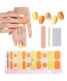EBANKU Semi Cured Gel Nail Strips - Long Lasting Waterproof Nail Polish Wraps in Yellow and Orange | Includes Cuticle Stick, Nail File, Wipes - DIY Gel Nail Stickers - Buy Online on SooperMarket.com