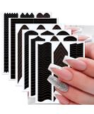 French Manicure Nail Stickers - 12 Sheets | Self Adhesive Wavy Line & V-Shaped Stencils for Women & Girls - Buy Online on SooperMarket.com