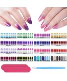 Self-Adhesive Nail Film - 14 Glitter Gradient Sheets (196 PCs) | Nail Art Stickers Manicure Set with Nail Files & Rubber Shaver for DIY Decoration - Buy Online on SooperMarket.com
