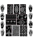 Koogel 18 Sheets Henna Tattoo Stencil Kit, 97 PCS Temporary Glitter Airbrush Flower Tattoo Stencils for Women and Girls Arabian Realistic Tattoo Stickers for Face Paint Body Art Black-1 - Buy Online on SooperMarket.com