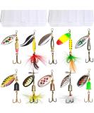 10pcs Fishing Lure Spinnerbait, Bass Trout Salmon Hard Metal Spinner Baits Kit with 2 Tackle Boxes by Tbuymax - Buy Online on SooperMarket.com