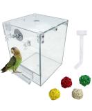 PINVNBY Acrylic Parrot Bath Box - No-Leakage Bathtub for Cage - Hanging Tube Shower Box - Water Injector Balls - Toys for Small Pet Birds - Transparent (6 Pcs) - Buy Online on SooperMarket.com