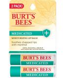 Medicated Lip Balm Stocking Stuffer, Burt's Bees Moisturizing Lip Care Holiday Gift, for Dry Chapped Lips, All Natural, with Menthol & Eucalyptus (2 Pack) Medicated 2 Count (Pack of 1) - Buy Online on SooperMarket.com