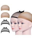URAQT Wig Caps 4 Pcs Stretchy Nylon Stocking Wig Cap Ultra Thin Unisex Wig Cap to Hold Wig in Place for Women Men Breathable Wig Net Cap for Long Short Hair 2 Mesh Black+2 Beige - Buy Online on SooperMarket.com