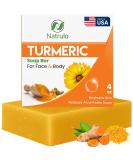 Turmeric Soap Bar for Face & Body | Natural Brightening Soap for Dark Spots & Acne | Aloe Vera Infused | 4oz - Buy Online on SooperMarket.com