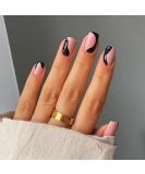 24 Pcs Short Coffin Press On Nails - Black Graffiti Acrylic Fake Nails with Glue for Women & Girls - Buy Online on SooperMarket.com