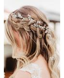 Chargances Bridal Pearl Hair Vine Headband - Boho Wedding Hairpiece for Bride, Bridesmaids, Flower Girls - Silver - Buy Online on SooperMarket.com