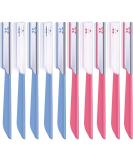 10-Piece Eyebrow Razor Set for Women - Facial Shaver & Brow Shaper Trimmer Dermaplaner Tool with Cover in Pink & Blue - Buy Online on SooperMarket.com