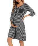 Marvmys Maternity Hospital Breastfeeding Nightdress XL - 3/4 Sleeve Nursing Nightgown for Pregnant Women - Button Down V Neck Sleep Shirt Pajama - Buy Online on SooperMarket.com