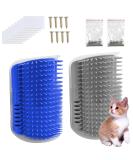 Pinsheng Cat Self Groomer 2 Pack Wall Corner Massage Comb with Catnip Pouch Grooming Comb Brush Massage Tool for Cats with Long and Short Fur(Blue&Gray) - Buy Online on SooperMarket.com